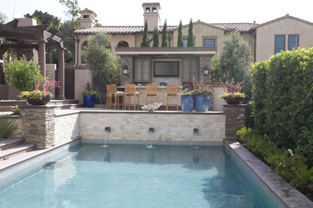 Manhattan Beach Pool with Water Feature Outdoor Kitchen &    Patio 1