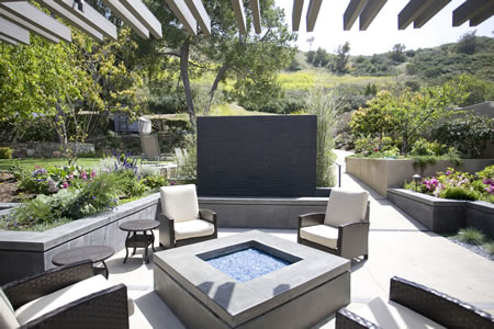 Palos Verdes Estates Outdoor Living Area Custom Water Feature    & Firepit 5