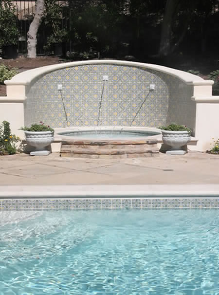 Palos Verdes Estates Pool Water Fountian Outdoor Fireplace 2