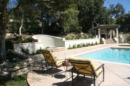 Palos Verdes Estates Pool Water Fountian Outdoor Fireplace 3
