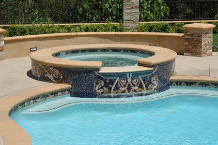 Rancho Palos Verdes Pool Spa Custom Mosaics & Crystal    Fountains 5